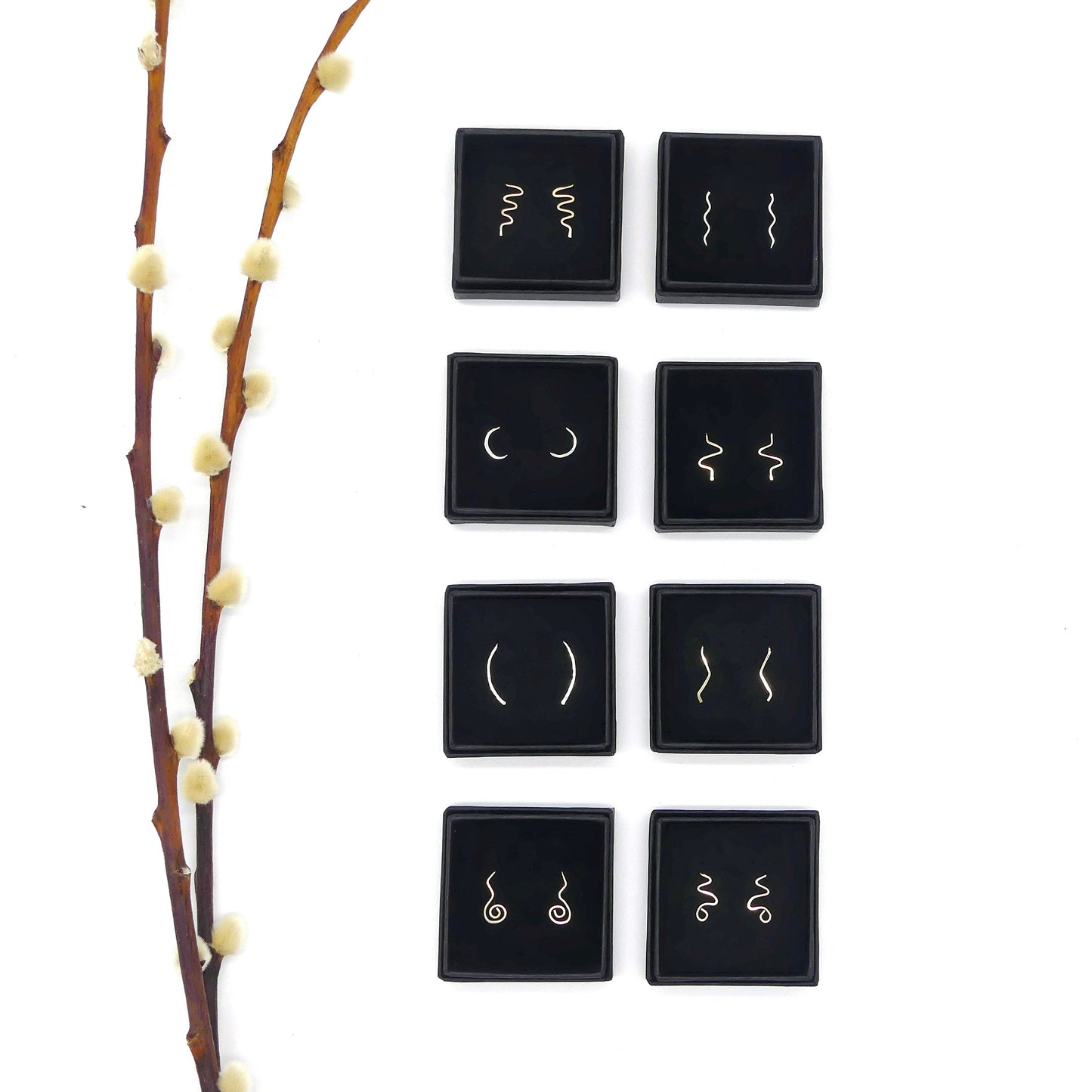 stonestreet jewellery oorklimmer collectie in natuur vormen: berg, zee, maan, hartslag, boog, vogel, roos, engel