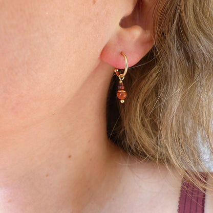Open Hoop Earrings - Red Jasper