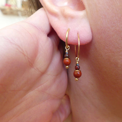 Open Hoop Earrings - Red Jasper