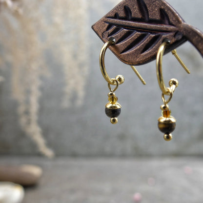 Open earrings - Tiger's eye