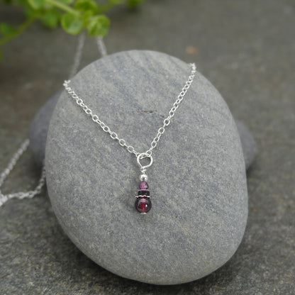 zilveren herfst sieraden granaat ketting druppelhanger