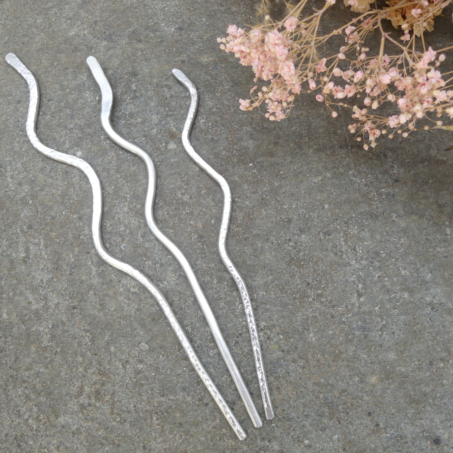 golvende haar pin handgemaakt aluminium