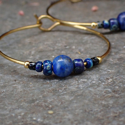 Hoop Earrings - Lapis Lazuli