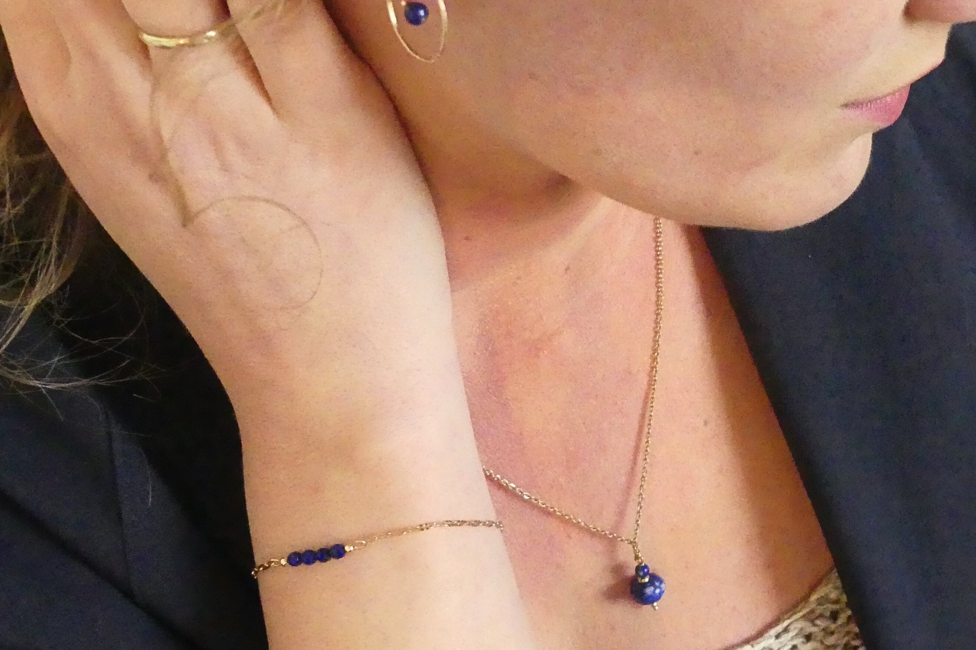 handgemaakte sieraden set van stonestreet jewelry voor dames van lapis lazuli in goud