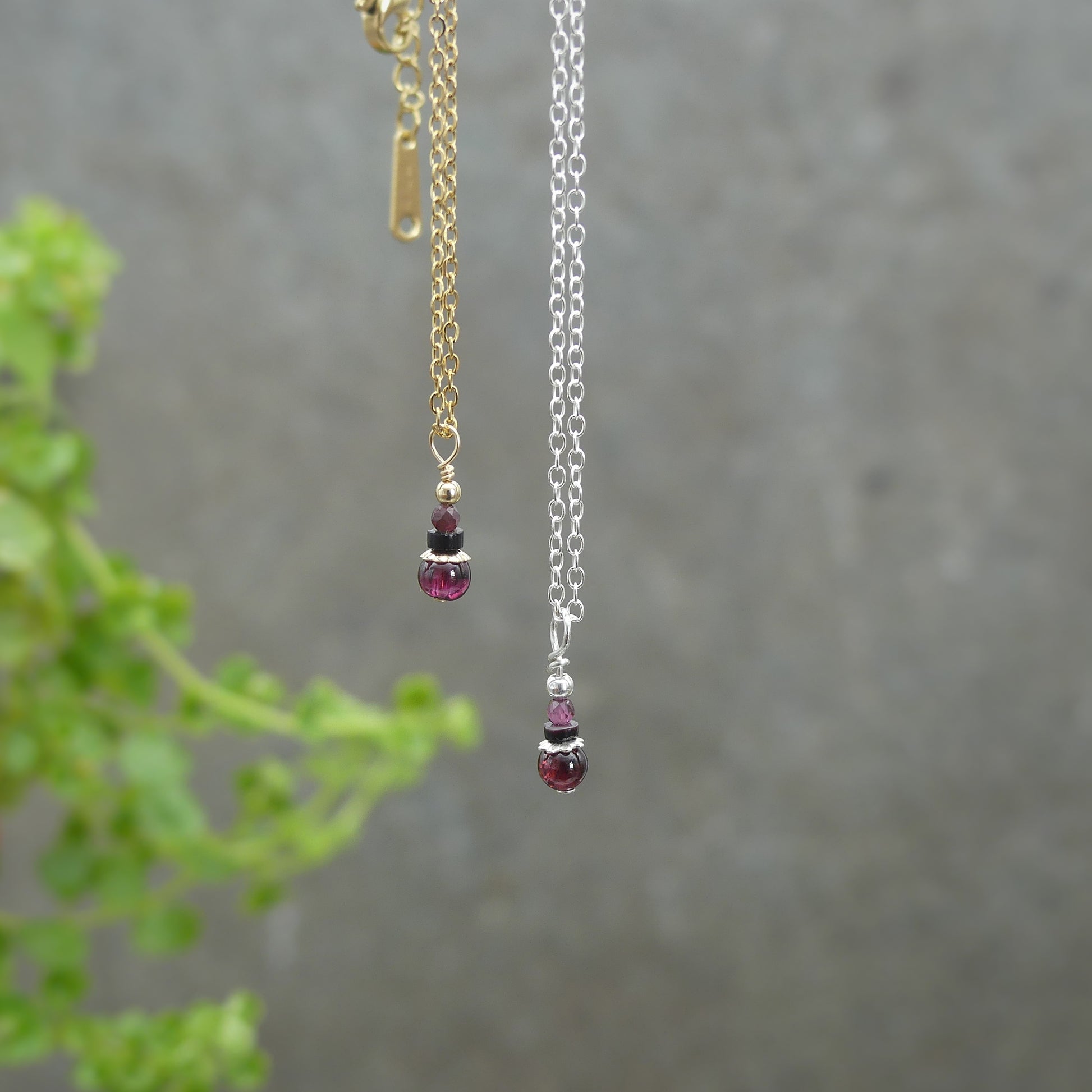 herfst ketting met granaat edelsteen hanger zilver of goud