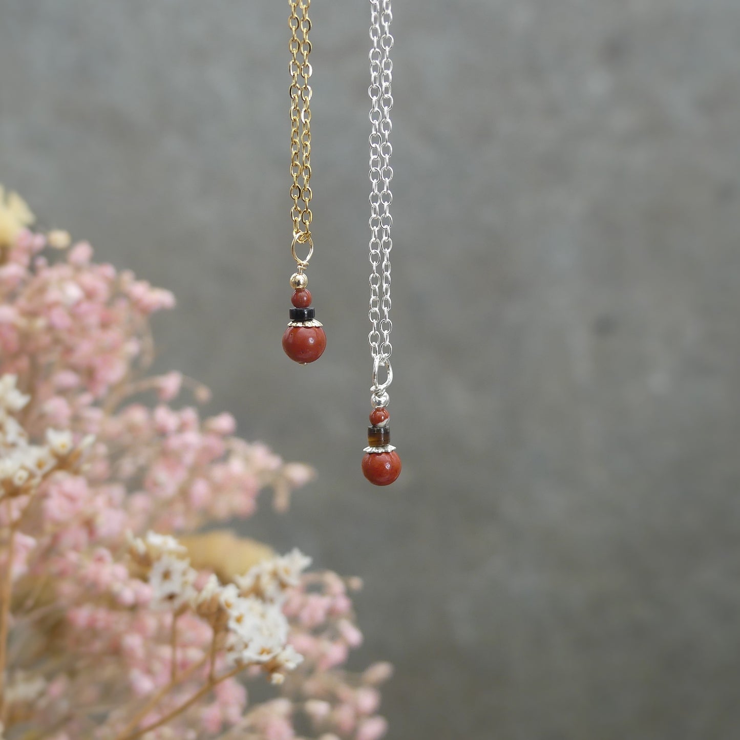 zilver of goud kettinkje met subtiele edelsteen hanger jaspis 