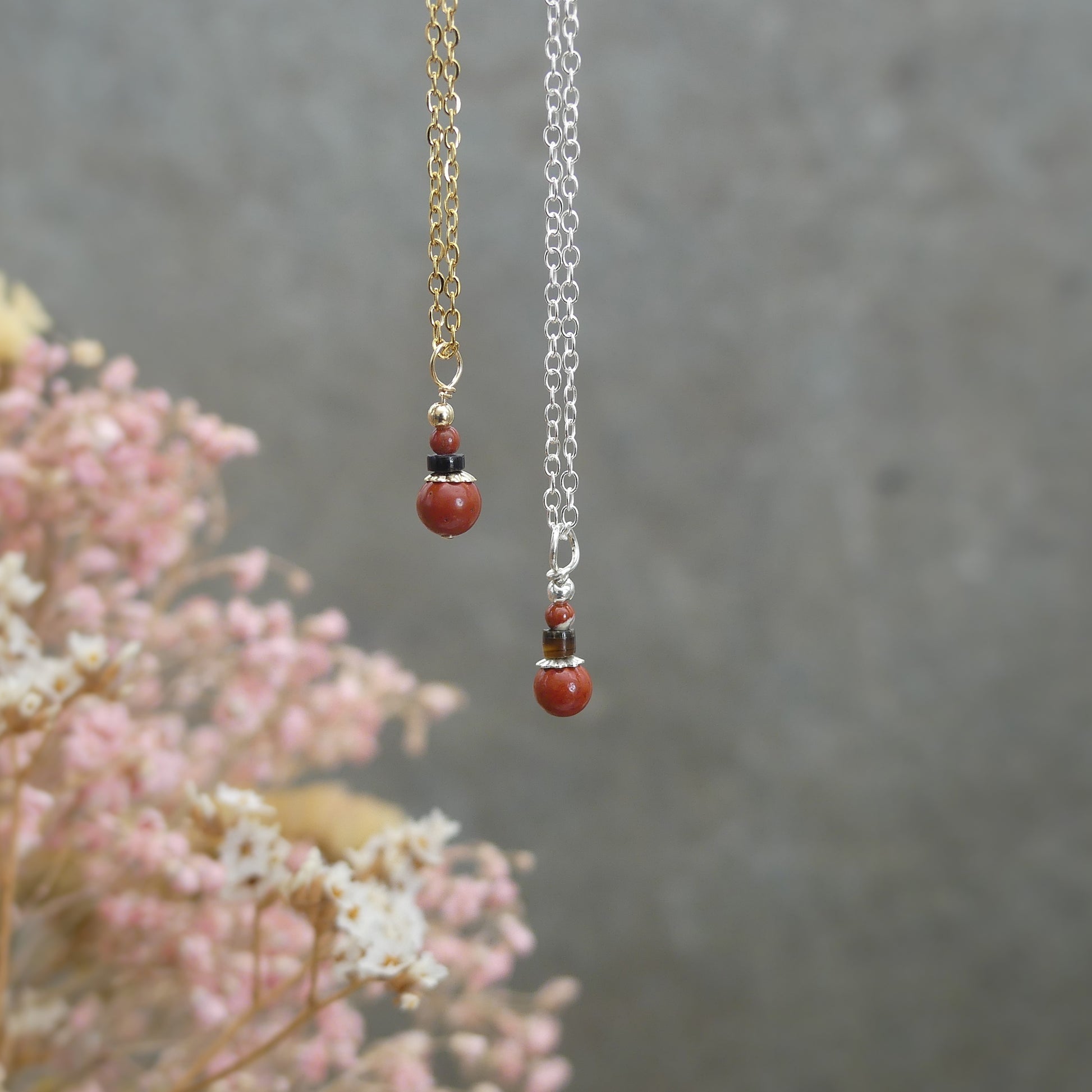 zilver of goud kettinkje met subtiele edelsteen hanger jaspis 