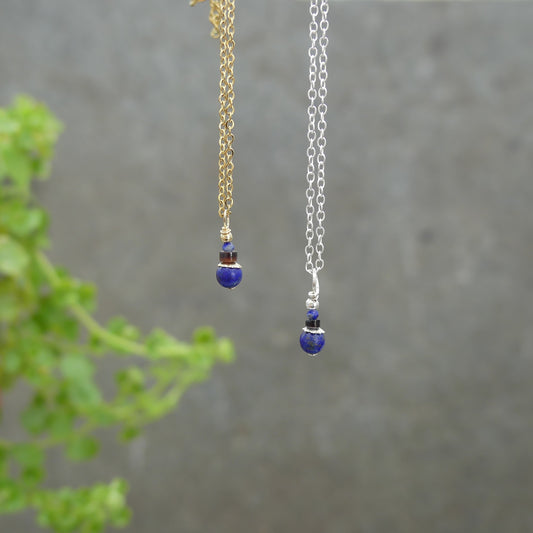 minimalistische lapis lazuli edelsteen ketting handgemaakt