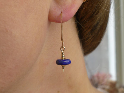 blue lapis earrings rondelle en profil