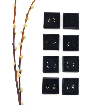 stonestreet jewellery oorklimmer collectie in natuur vormen: berg, zee, maan, hartslag, boog, vogel, roos, engel