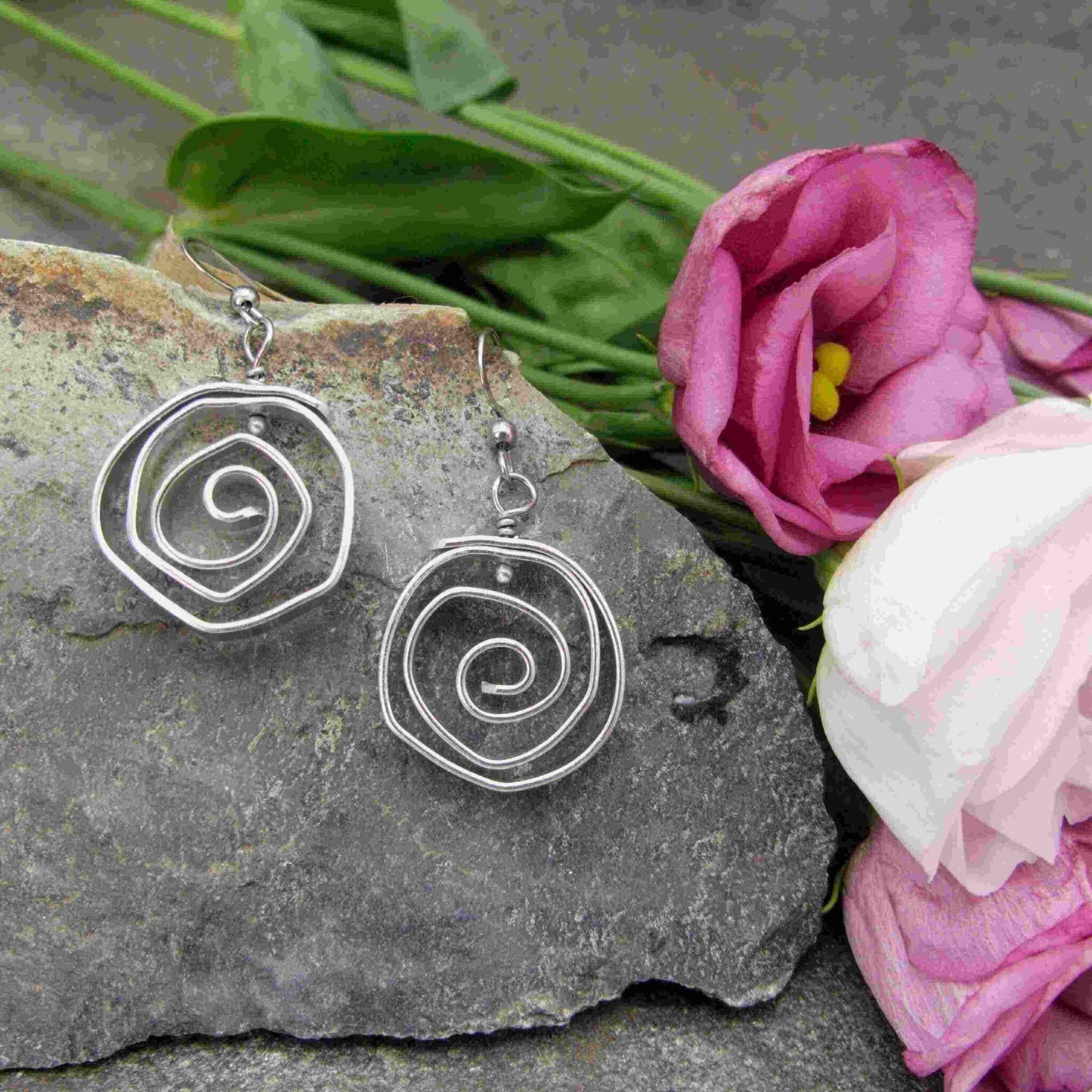 luchtige ronde oorbellen organische roos vorm van zilver aluminium 