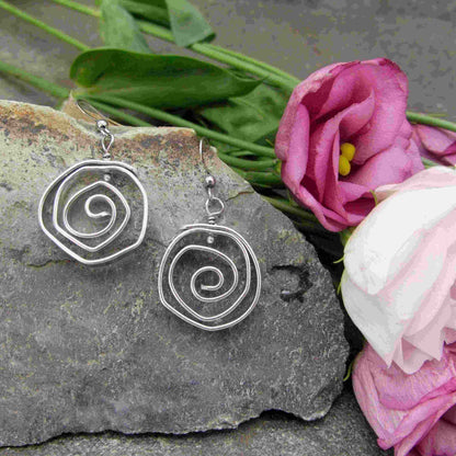 luchtige ronde oorbellen organische roos vorm van zilver aluminium 