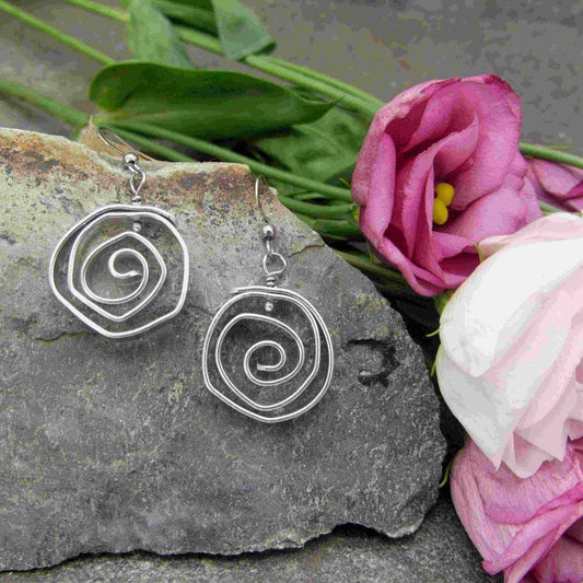 luchtige ronde oorbellen organische roos vorm van zilver aluminium 