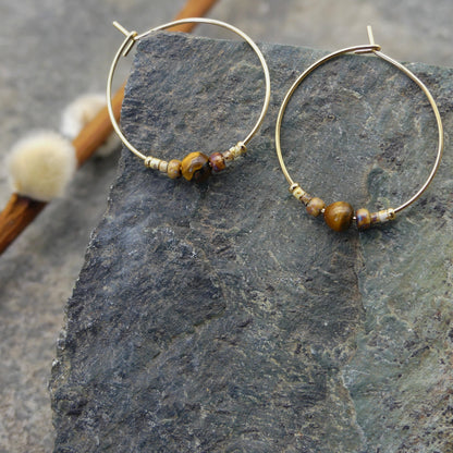 Hoop earrings - Tiger eye